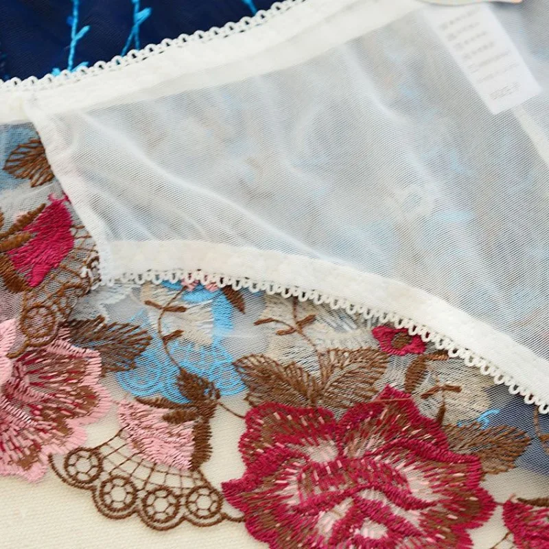 Embroidered Triangle Pants Lace Sexy Mid Waist Seamless Quick Drying Low Waist Briefs Women's Transparent Fashionable Panties