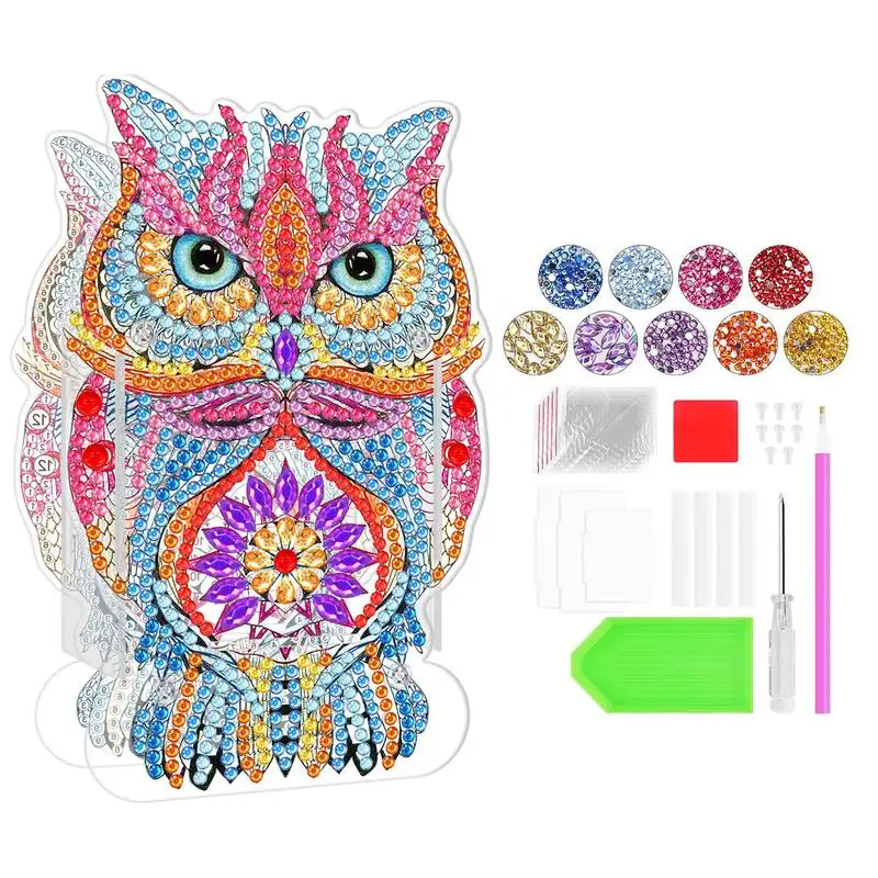 New DIY Pen Holder D-iamond Painting Cute Owl Animal Rhinestone Christmas Ornaments Birthday Gift Office Desk Decoration