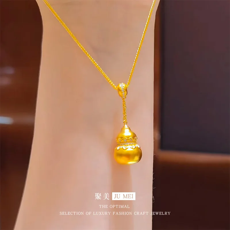 9999 24K real gold store same style women's gold necklace, Fulu Ruyi gourd luxury jewelry