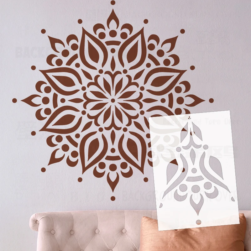 Stencil da 80 cm - 120 cm per dipingere modello di decorazione da parete per dipingere decori mastice decorativo grande grande mandala soffitto rotondo S056