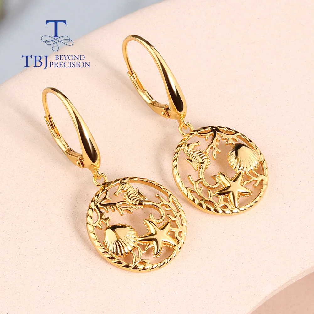 

2026 925 Sterling silver earrings,shell sea horse starfish summer vacation beach design for girls nice gift