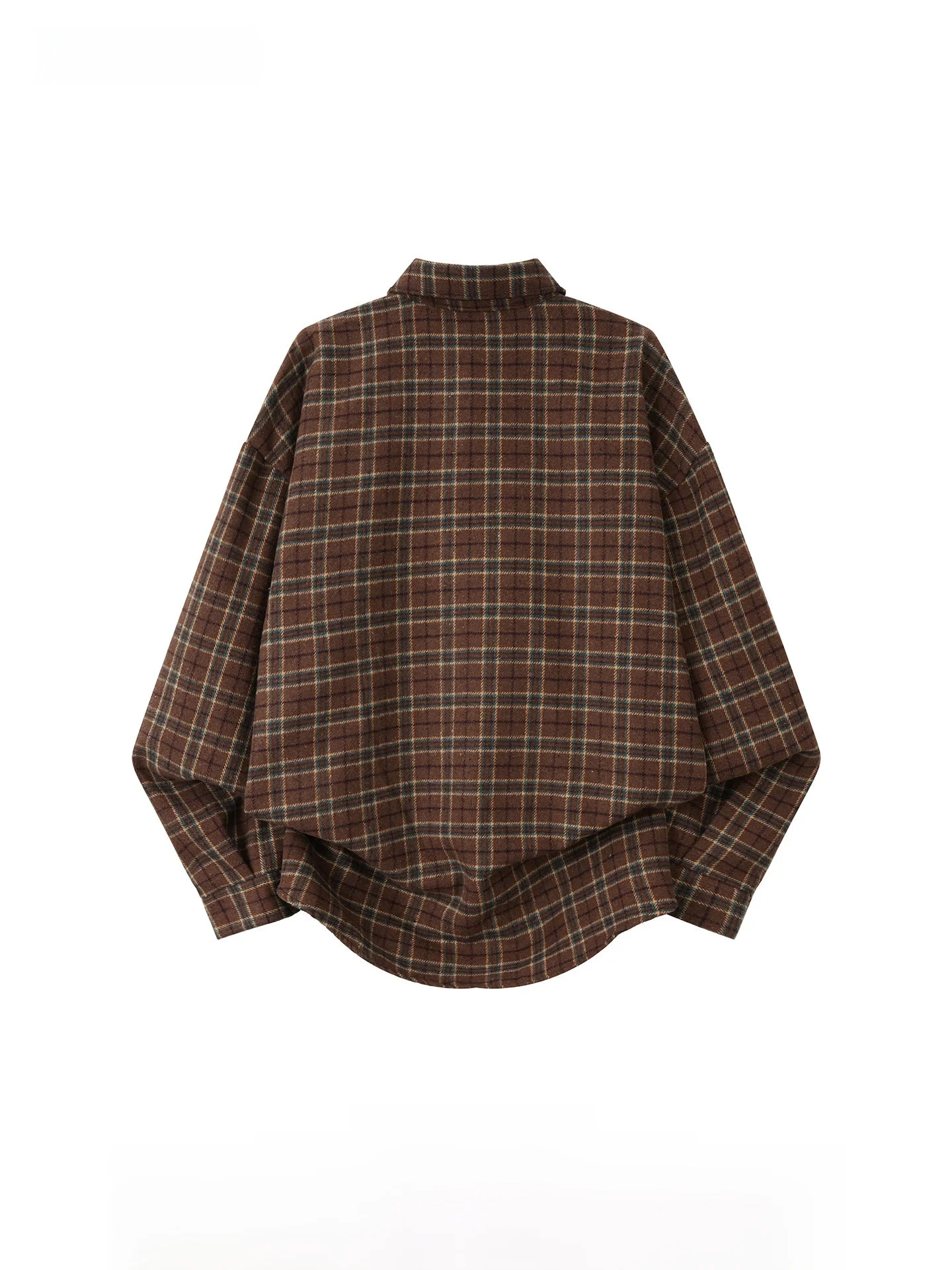 BOYUE Retro Woolen Long Sleeve Shirt Casual Men's Plaid Outerwear Spring Autumn Fashion Student Trendy Leisure Coat for Men