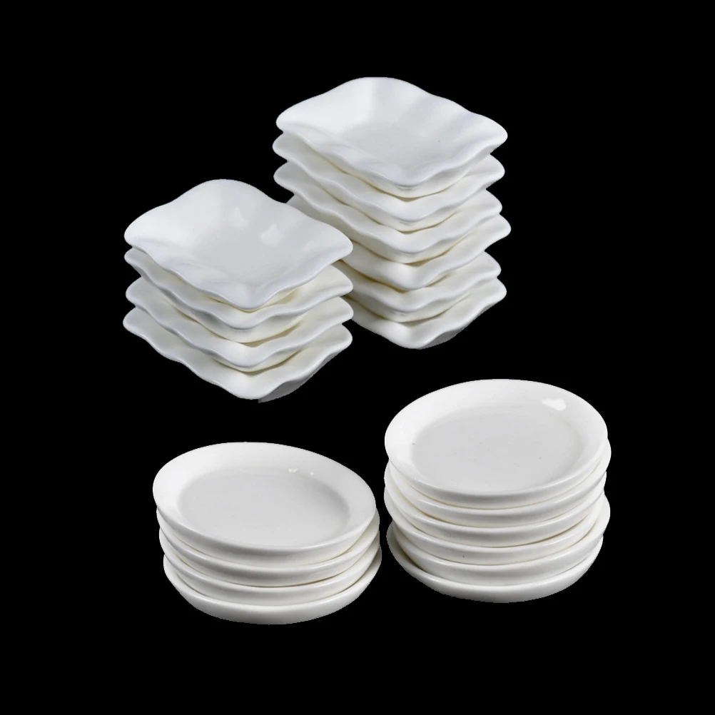 Mini nourriture Durable, vaisselle blanche, Miniature, accessoires pour maison de poupée, plateaux, assiettes, jouets de cuisine, 10 pièces/ensemble