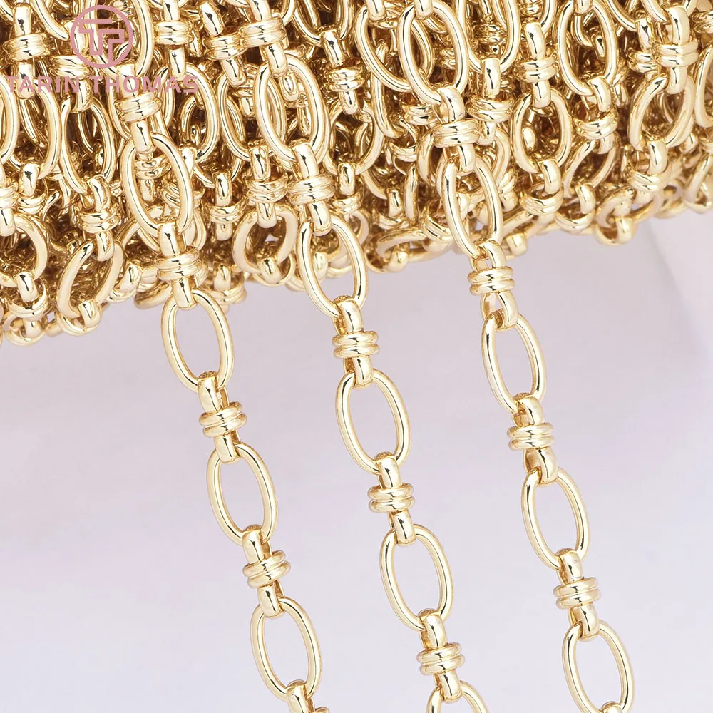 

(6219) 50CM 5.8x9MM 24K Gold Color Plated Brass Necklace Chains Bracelet Chains High Quality Jewelry Accessories Wholesale