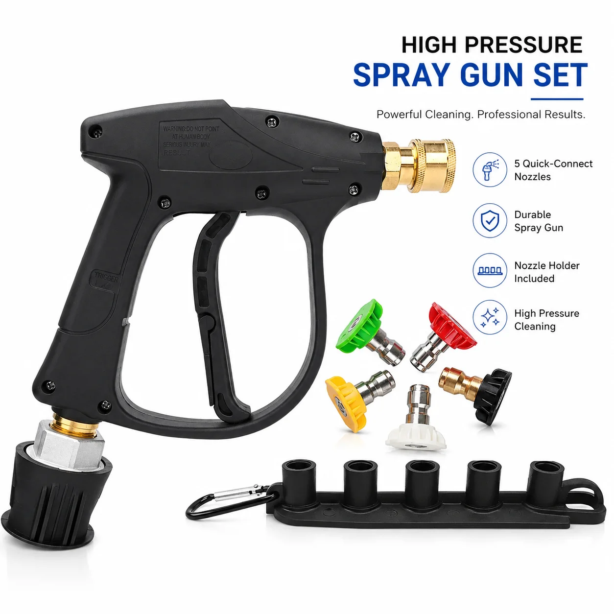 Pressure Washer Gun with Multi-Brand Hose Adapter, Quick Connect Nozzle Compatible with Karcher Nilfisk Parkside Bosch