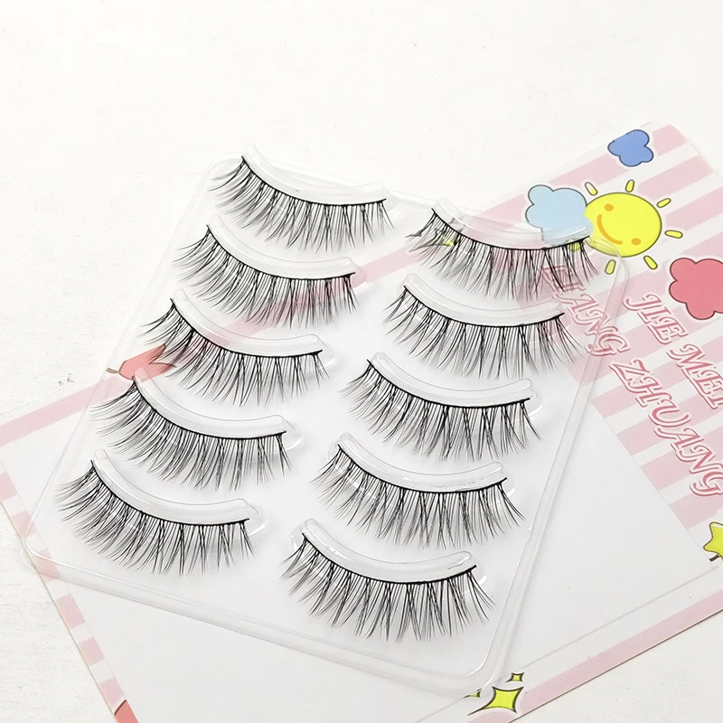 New 5 Pairs Manga Lashes Reusable False Eyelashes Soft Natural Fluffy Makeup Tools Extension Fake Lashes Wispy Faux Mink Lashes