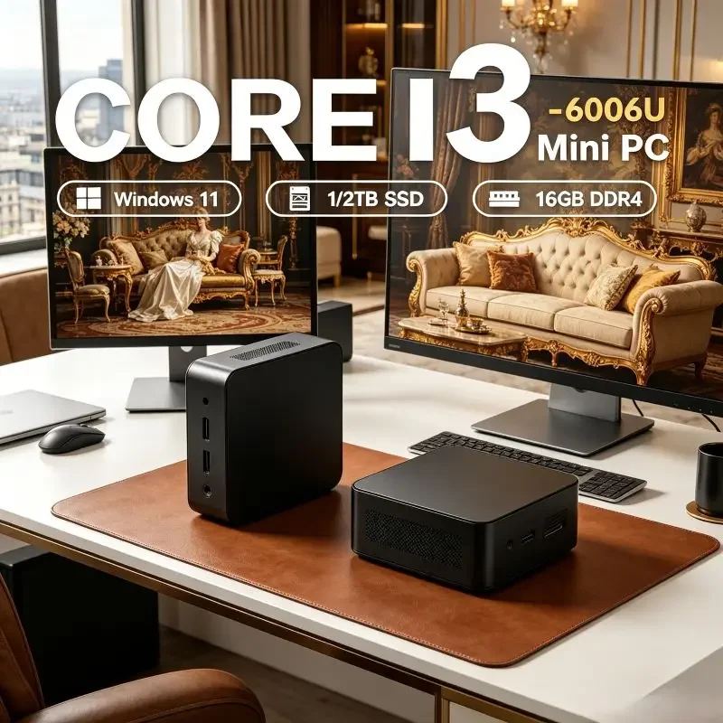 

Mini PC Core I3-6006U, Win11 for Easy Operation,16GB SSD,WiFi6 and 4K, Balanced Specs to Handle Home and Office Work Easily