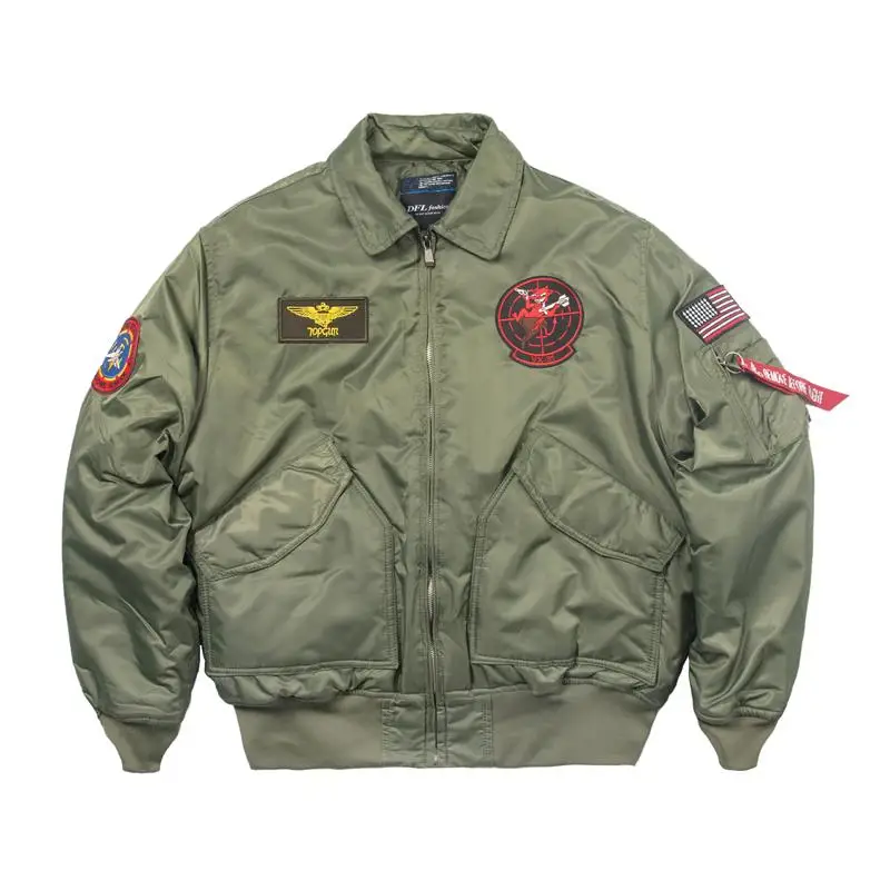 TOP GUN CWU-45P Patch Embroidery Military Style Bomber Jacket Pilot Flight Winter Coat