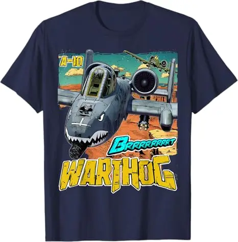 A-10 Warthog Jet Airplane Brrrt Funny Comic Graphic T-Shirt Men's Fashion Military Aviation Enthusiast Aircraft Y2k Saying Tee