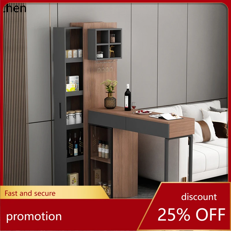 

HXL rock slab bar table household simple dining table wall high table living room creative partition wine cabinet bar