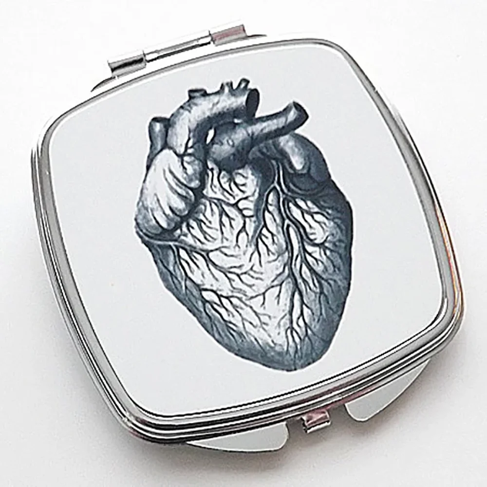 Goth Anatomical Heart Skull Anatomy Compact Mirror Halloween Medical Student Graduation Doctor Gift for Her Party Supplies Decor