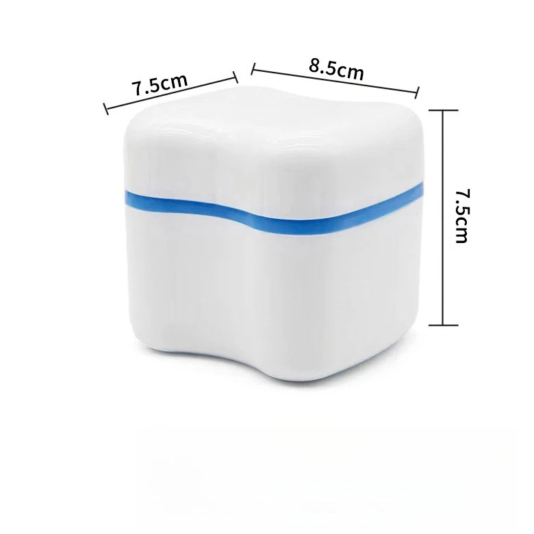 Double-layer Denture Cleaning and Storage Case, Storage Box with Strainer, Aligner Removal Tool, and Brush.