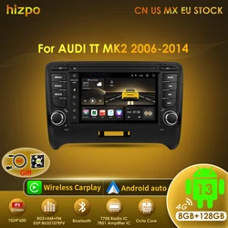 Hizpo Autoradio for Audi TT MK2 8J 2006-2014 7 inch GPS Navi Android 8-Core 4+64G Stereo Car Radio Player Audio RDS Carplay BT