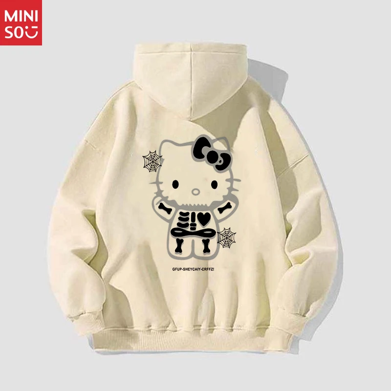 سترة بغطاء للرأس من Miniso Sweet Cool Hello Kitty، للجنسين في أوائل الخريف، سترة Ins Style