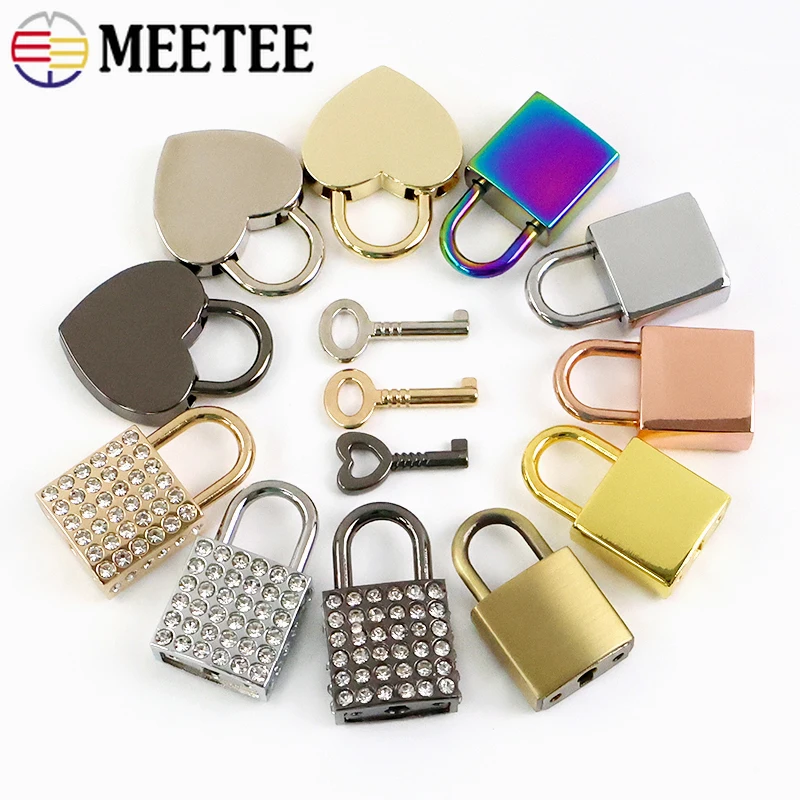 1-3Sets Meetee Handbag Metal Lock Buckle with Key Wallet Closure Clasps Clutch Bags Heart Shaped Padlocks Hardware Accessories view 6