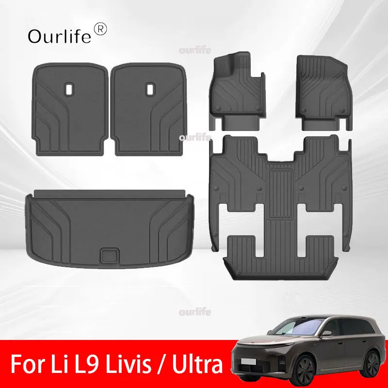 For Li L9 Livis Ultra 2026 2027 Car Floor Mats Cargo Liner Trunk Pad TPE 3D Foot Mat Waterproof Odorless Tray Set Accessories