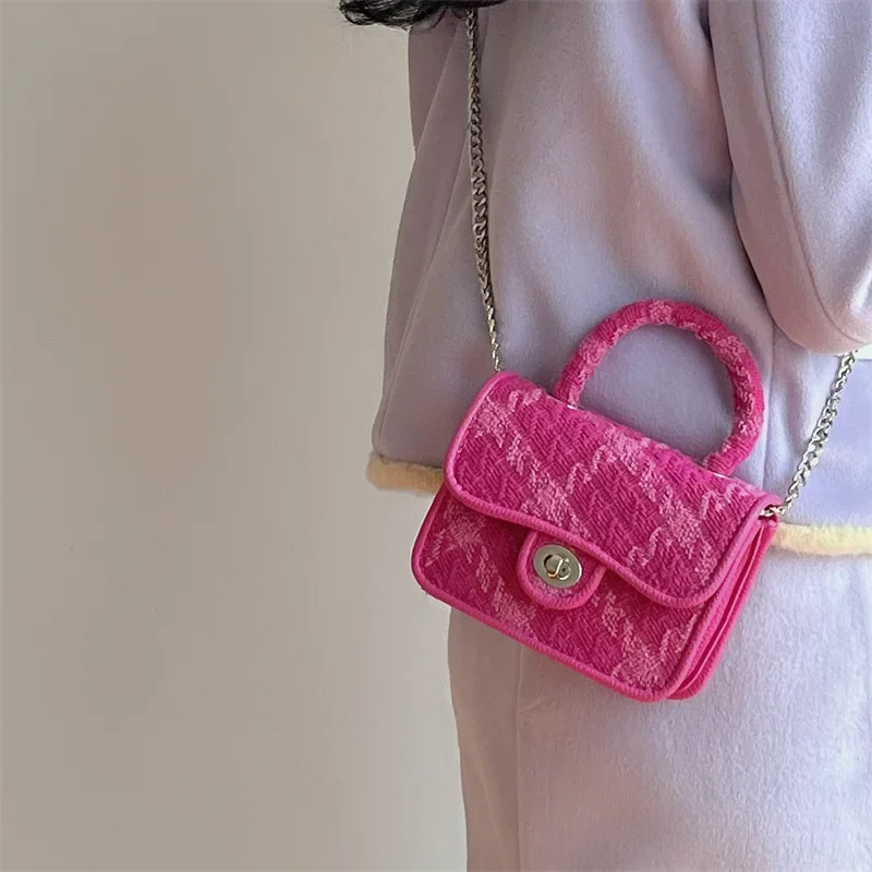 Rose Pink Women Lock Shoulder Bags Luxury Plaid Ladies Small Square Crossbody Bag Fashion Design Female Clutch Purse Handbags