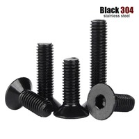 1/50pcs M2 M2.5 M3 M4 M5 M6 M8M10M12 DIN7991 Black 304 Stainless Steel Allen Hexagon Hex Socket Flat Countersunk Head Bolt Screw