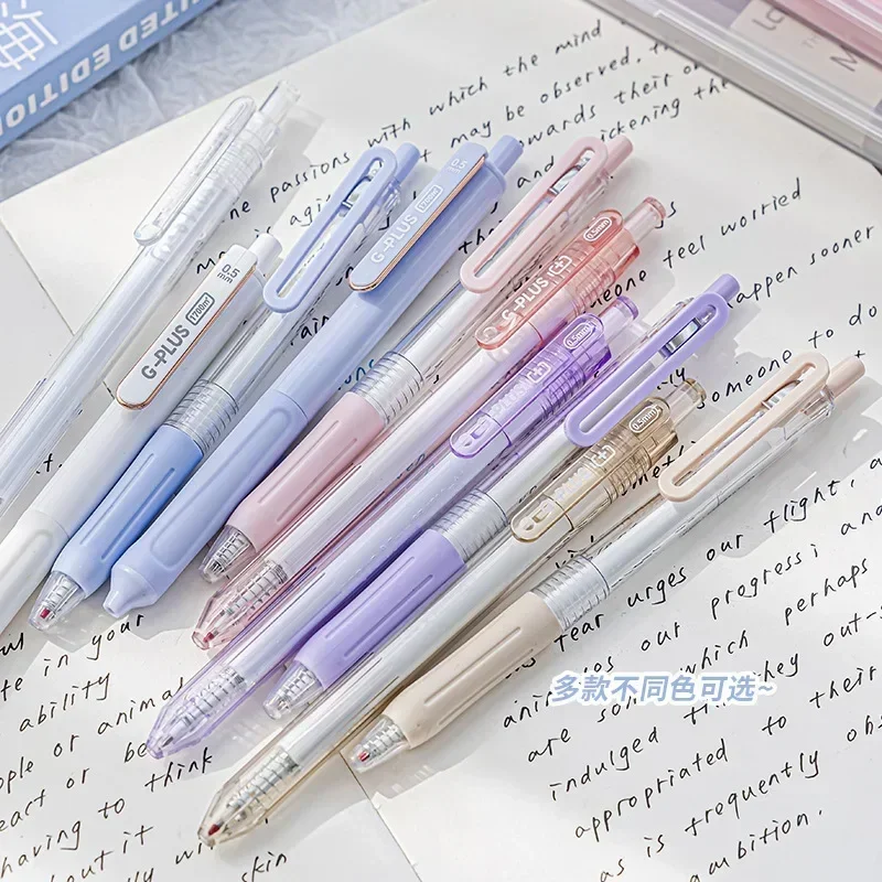 5pcs/set Ins Fashion Simplicity Gel Pen Cream Color Series Stationery Gel Pen 0.5mm Black Ink Pen for Writing Student Supplies