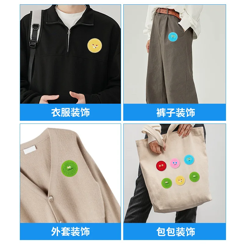 50pcs/Lot Anime Embroidery Patch Shirt Bag Clothing Decoration Accessory Craft Diy Applique Mayday Emoji Towel Round