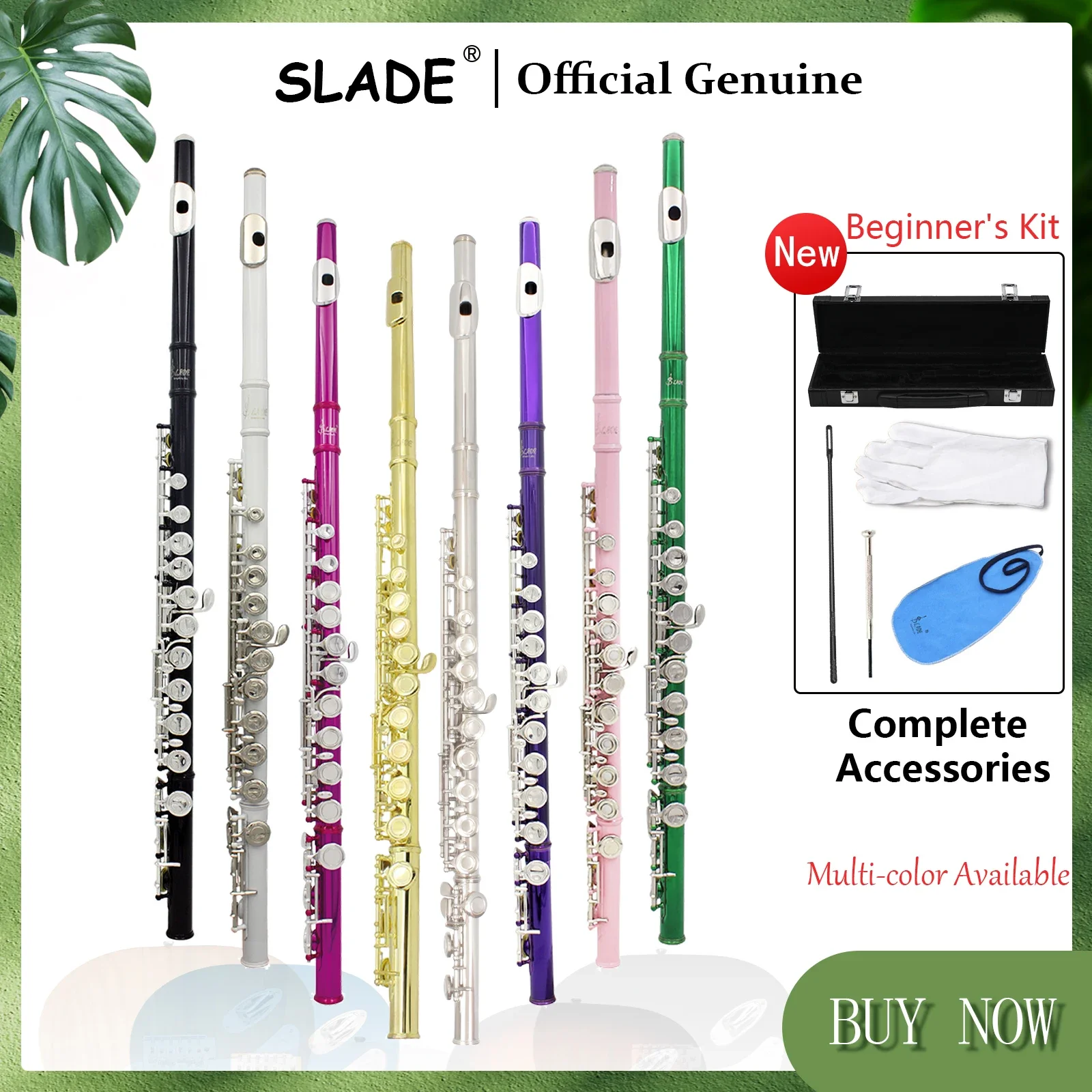 

SLADE 16 Holes C Tone Flute Beginner's Kit With E Key Professional Woodwind Instrument Closed Key Cupronickel Tube Flute