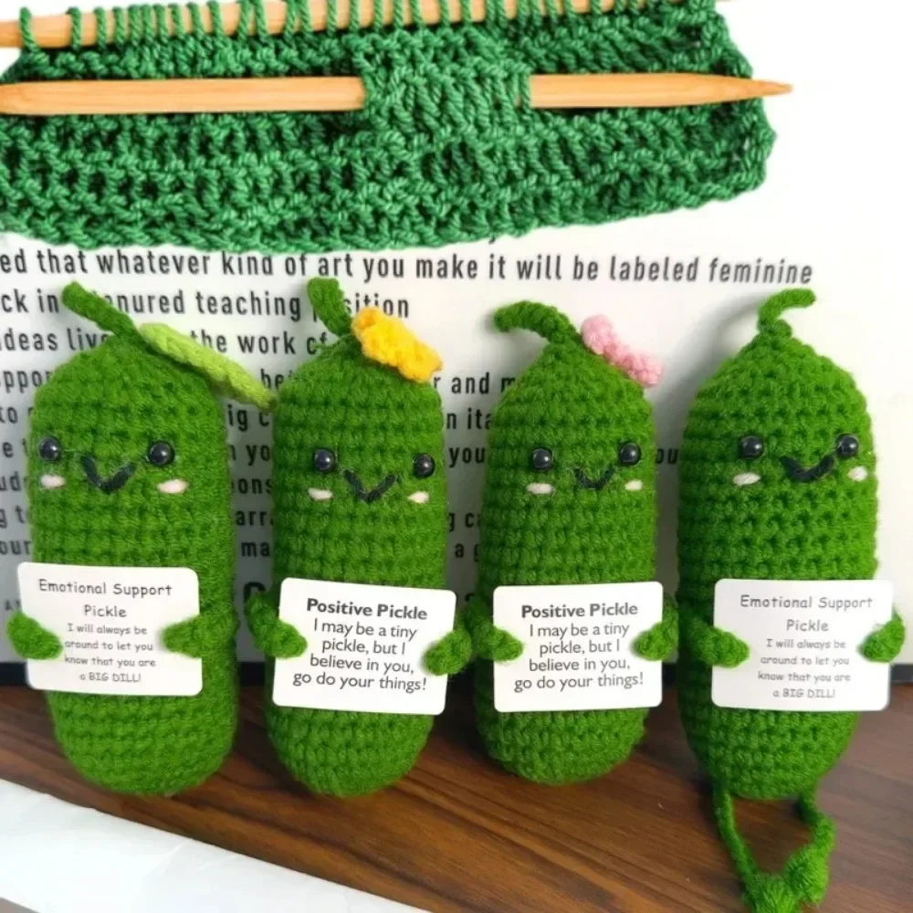 1/10pcs Handmade Emotional Cucumber Wool Yarn Knitting Positive Energy Dolls Creative Children Gifts Home DIY Crafts Decoration