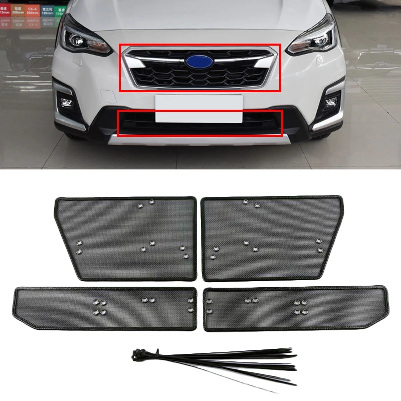 

For Subaru XV Crosstrek 2018 -2021 Accessories Mesh Grille Grill Insert Net Anti-mosquito Dust Cover Trim Bottom Bumper Plate