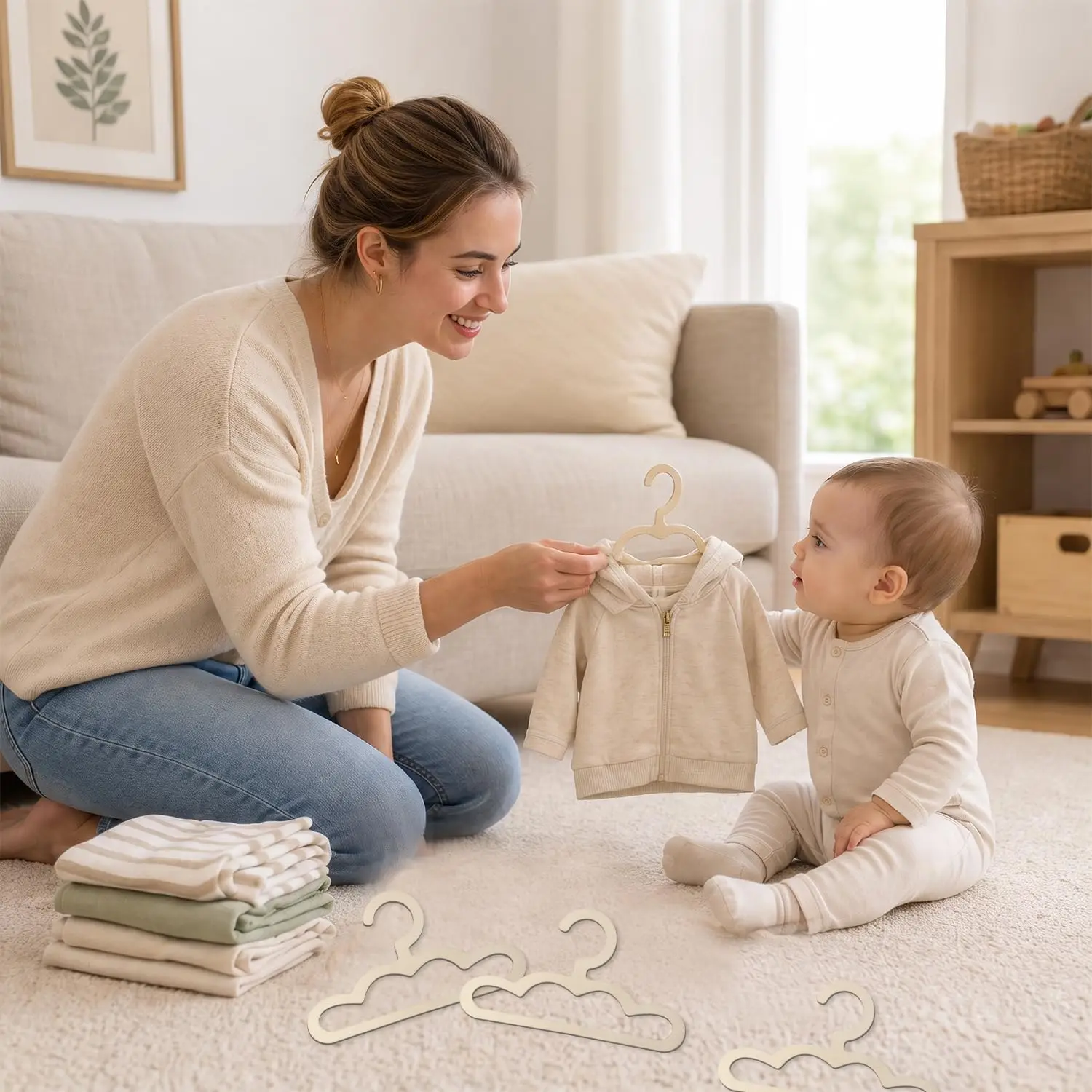 New Design 6/12/48pcs Top Quality Premium 6/12PCS INS Nordic Wooden Cloud Clothes Hanger Wall Hanging Coats Rack Baby Cloth