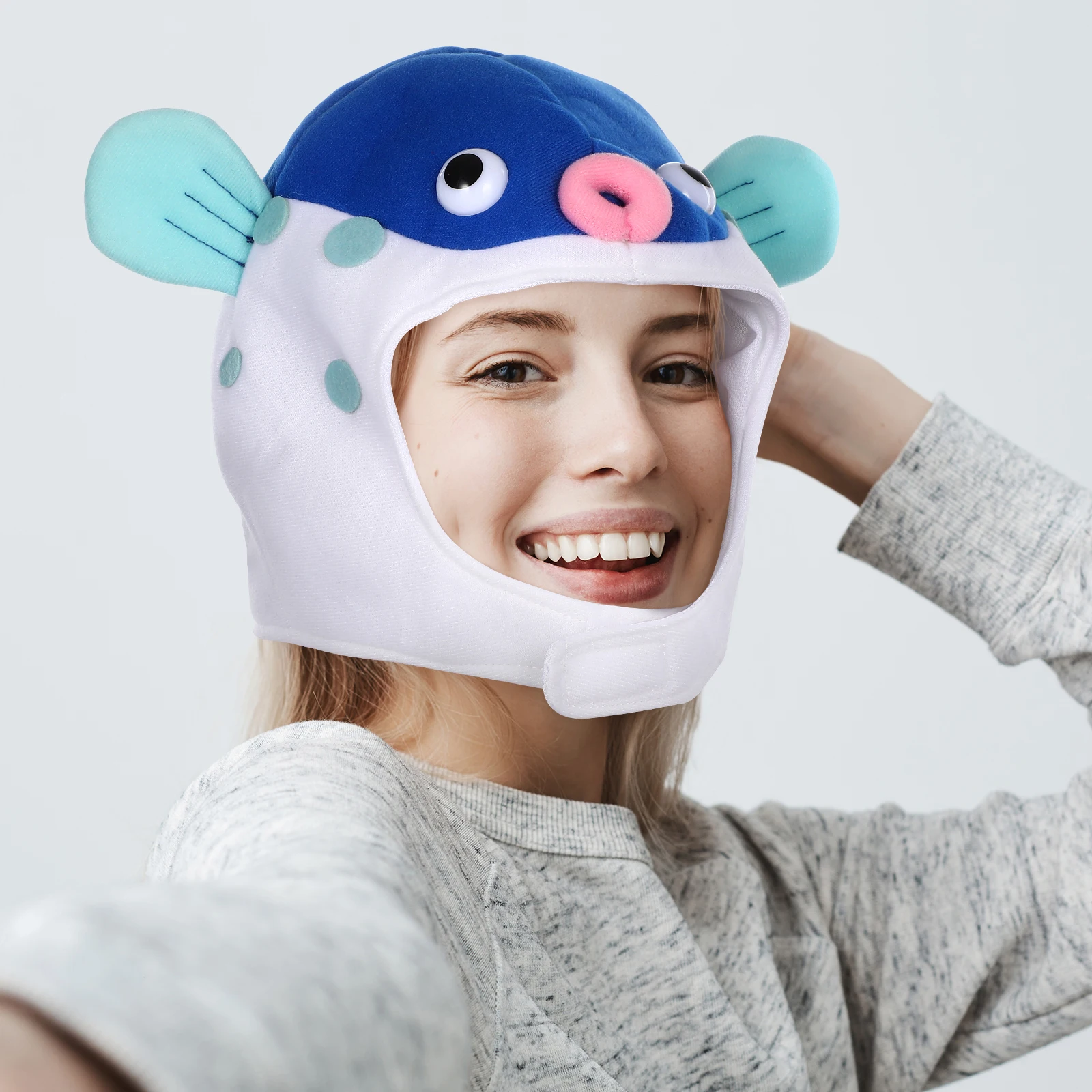 

Fish Hats Soft Warm Winter Party Hat for Adult Kids Halloween Cosplay Photo Prop 3D Cartoon Animal Headwear PARTY