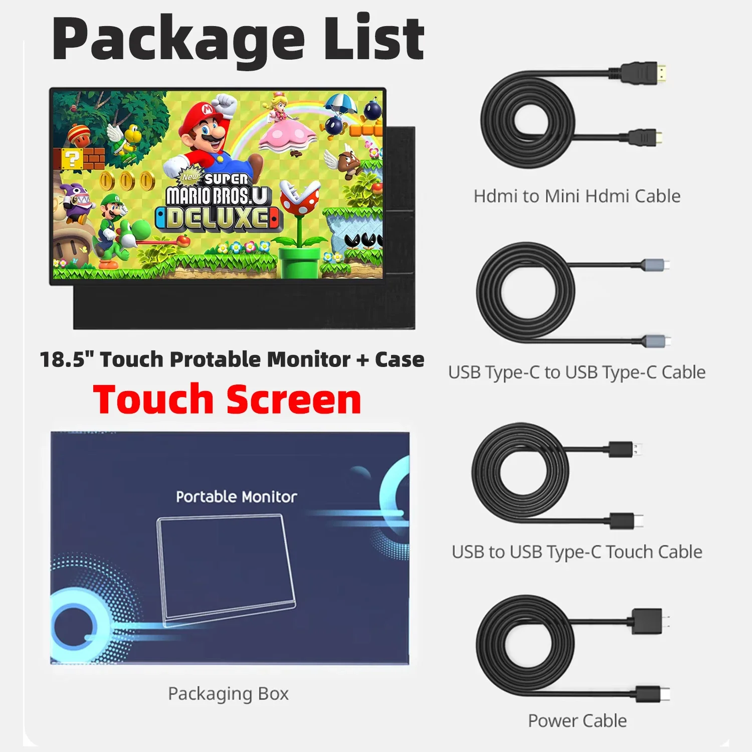 XIANWEI 18,5 inch draagbare monitor Touch 100% sRGB 100Hz extern scherm Gaming Office Display voor schakelaar telefoon laptop Xbox PS4/5