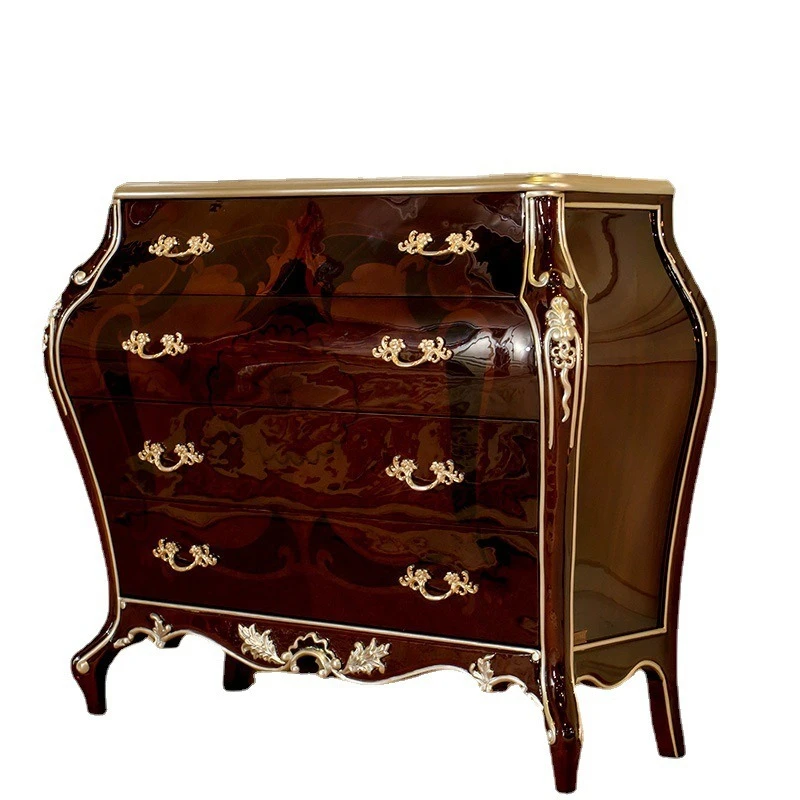 

European neoclassical mahogany porch cabinet furniture burgundy piano lacquer engraved porch cabinet furniture