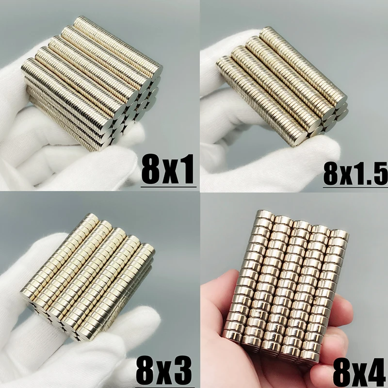 8x1 8X1.5 8X2 8X3mm 20/50/100/200/500pcs N35 Powerful Strong Round Neodymium Magnets 8*2 Magnetic Materials Craft Fridge Magnet