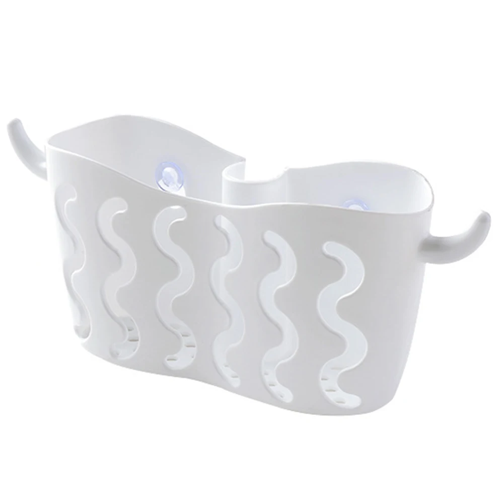 Kitchen Draining Basket Suction Cup Sink Basket Rack Draining Basket Kitchen Sink Basket Kitchen Storage White