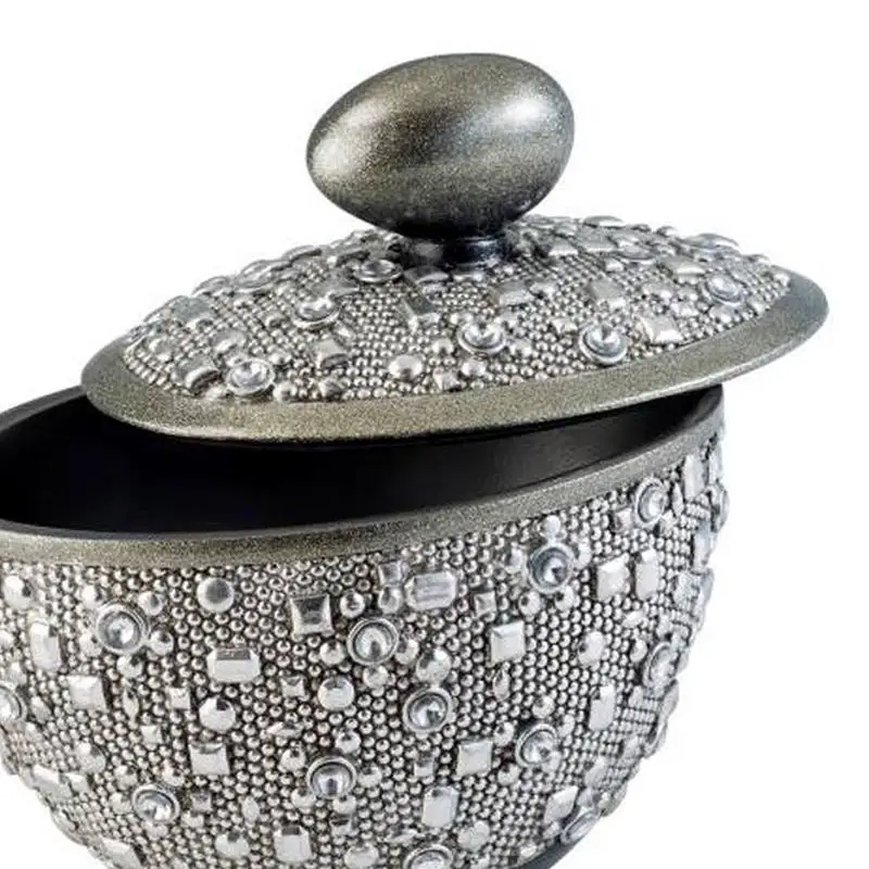 8" Tall Silver Finish Decorative Jewelry Box - Twilight Design in Polyresin
