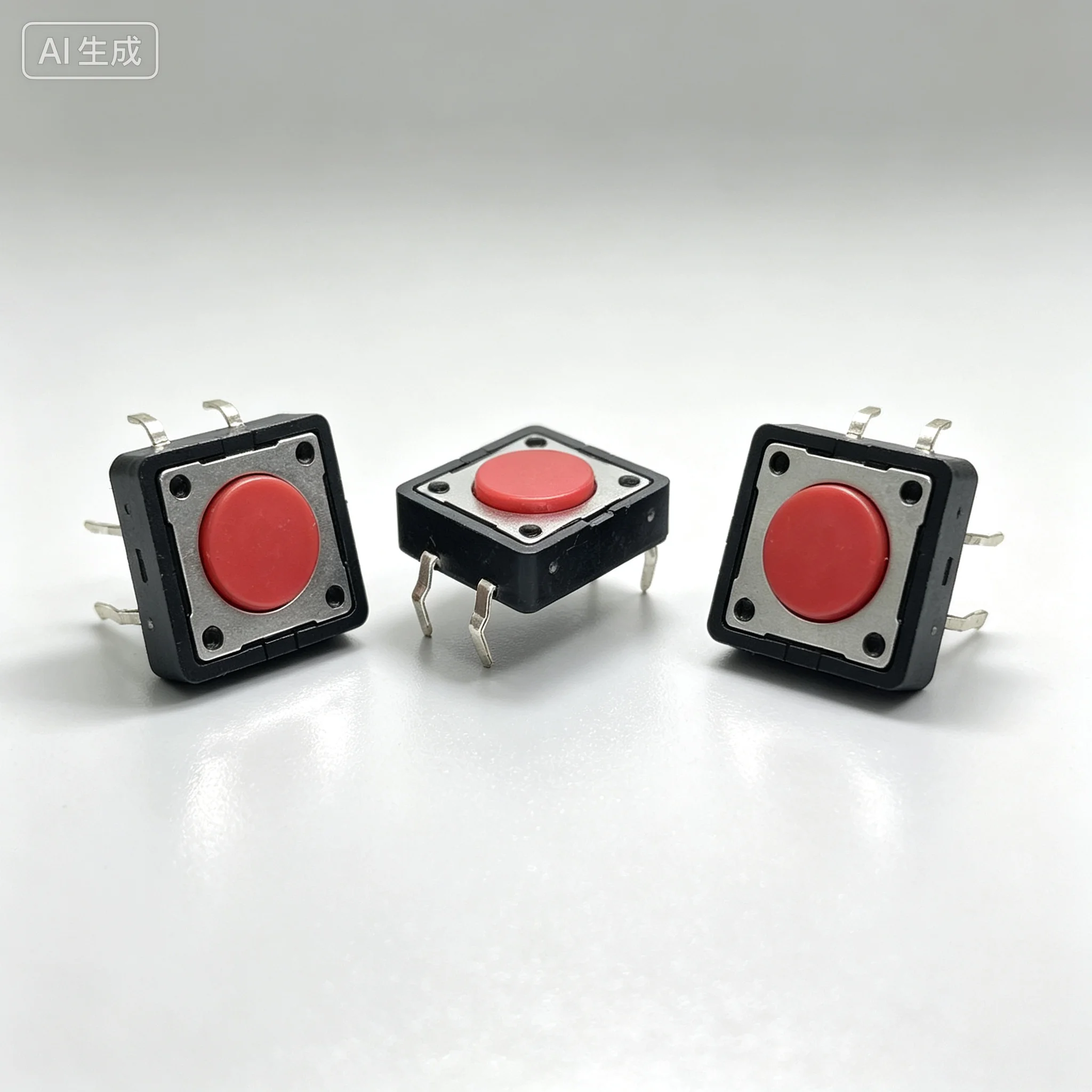 for DTS-21R 4Pin DIP Tactile Switch 12124.3 Square Red Push Button  100pcs