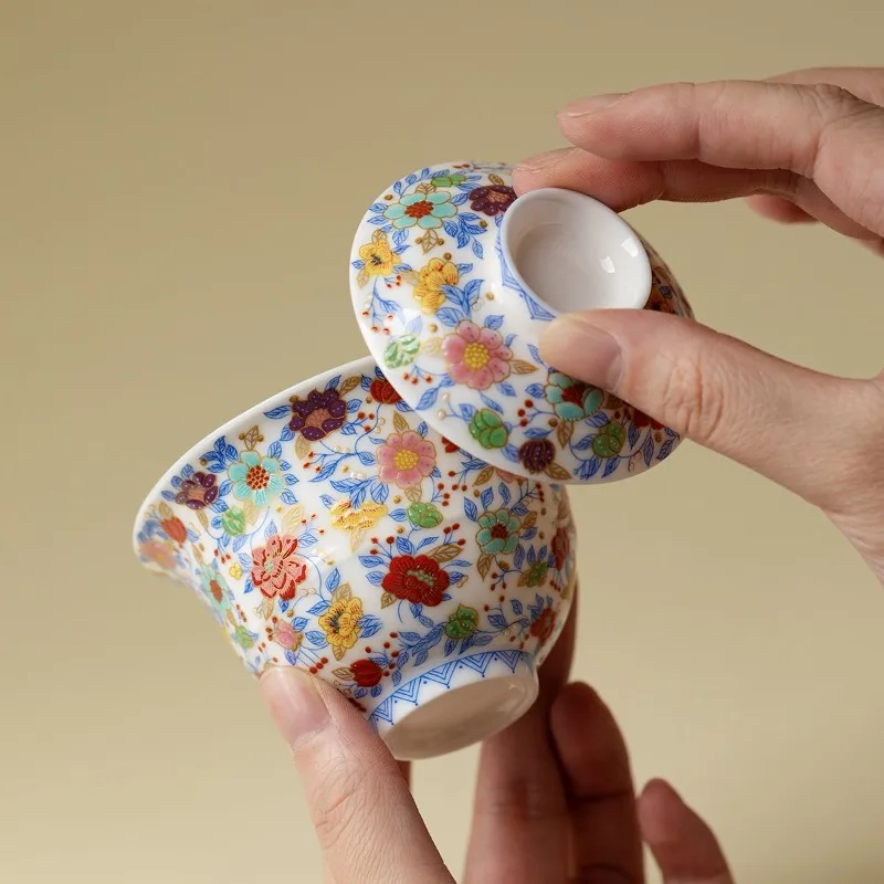 Wanhua brocade travel tea set, set of portable express cup, outdoor camping teapot, teacup one pot and two cups