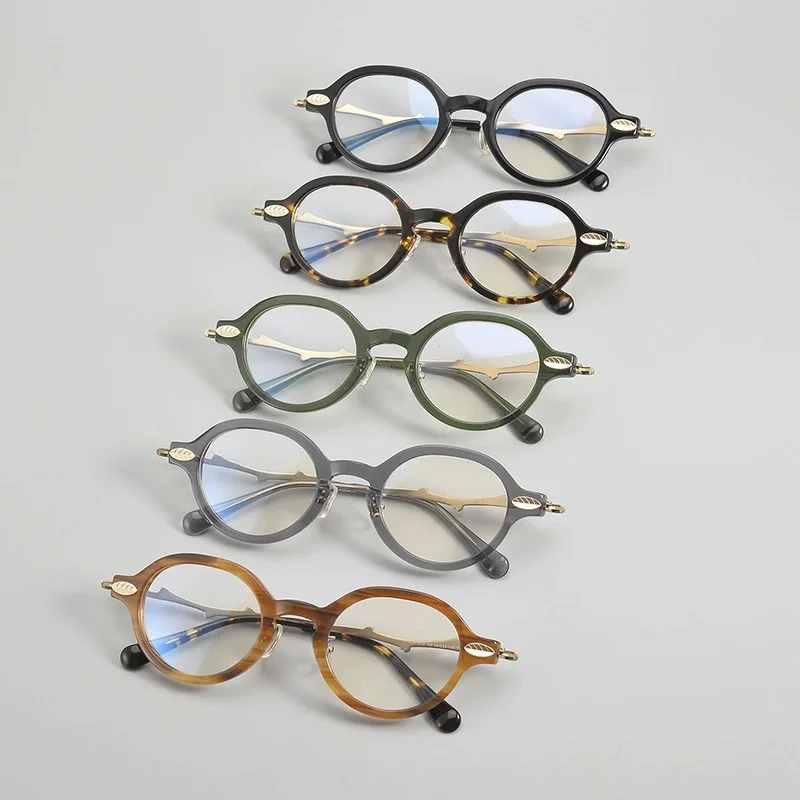 Belight Optical Oval Shape Tree Branch Design Men  Women Acetate with Titanium Eyeglasses Frame Prescription Lens KOP-013