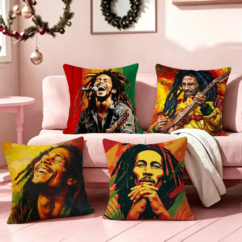Singer Bob MarleyS Cushion Cover Pillow Short Plush Pillow Cute Simple Style For Living Room Bedroom Birthday Gift