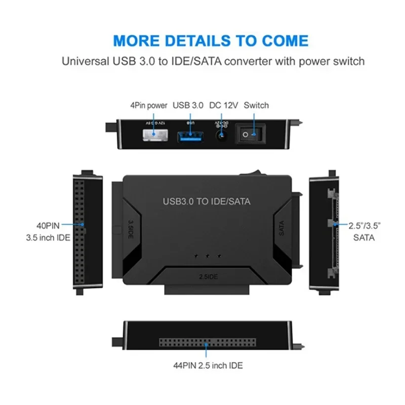 USB 3.0 إلى محول محرك الاقراص الصلبة SATA IDE مع الطاقة ، 2.5 ، 3.5 بوصة ، HDD ، SSD ، اقراص القرص الصلب ، الكمبيوتر المتوافق ، الكمبيوتر المحمول ، محرك الأقراص الضوئية