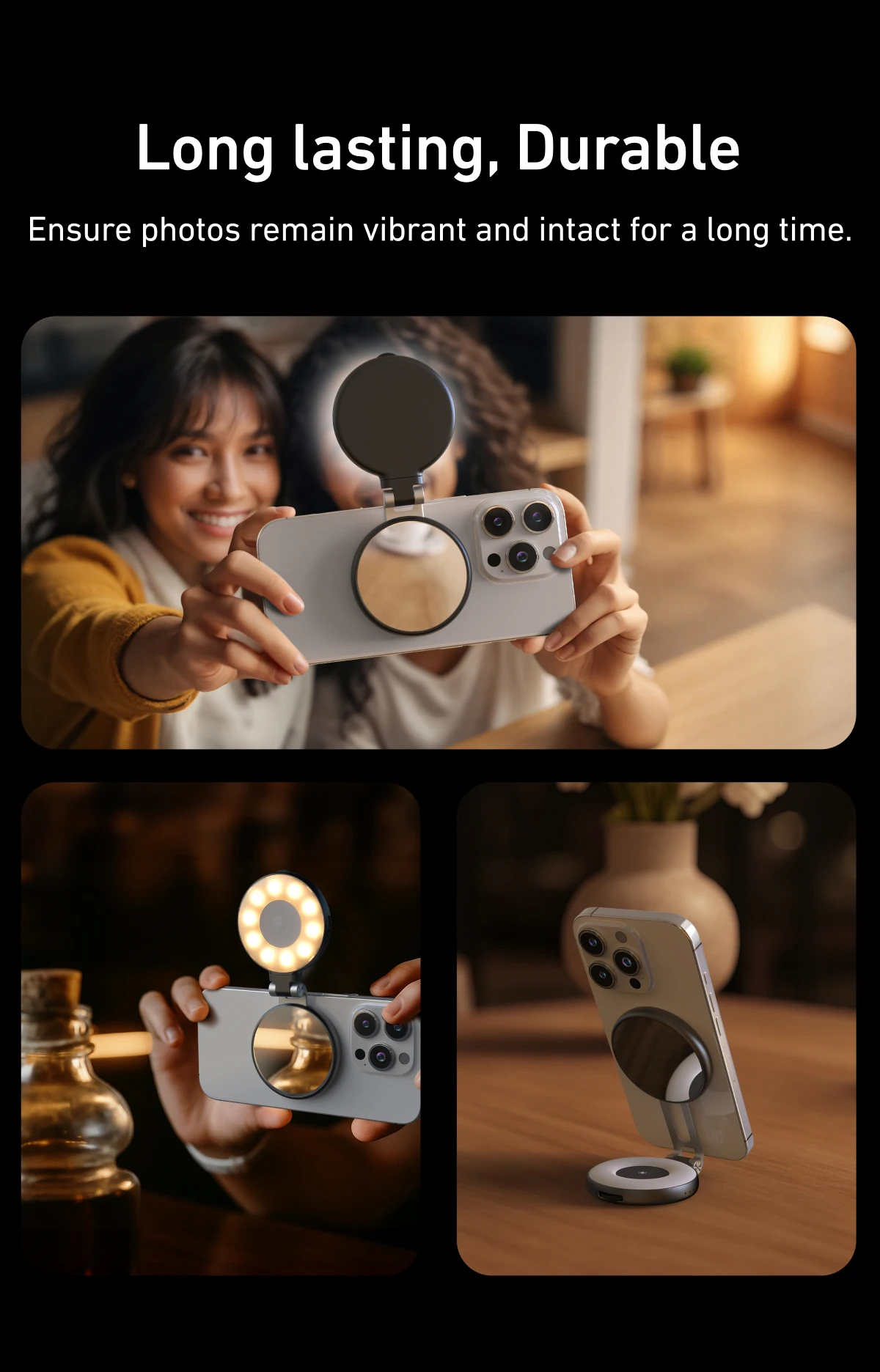 TELESIN Smartphone Magnetic Fill Light Mini Selfie Light 3 Modes Adjustable Brightness for Iphone XIAOMI HUAWEI SAMSUNG Phone