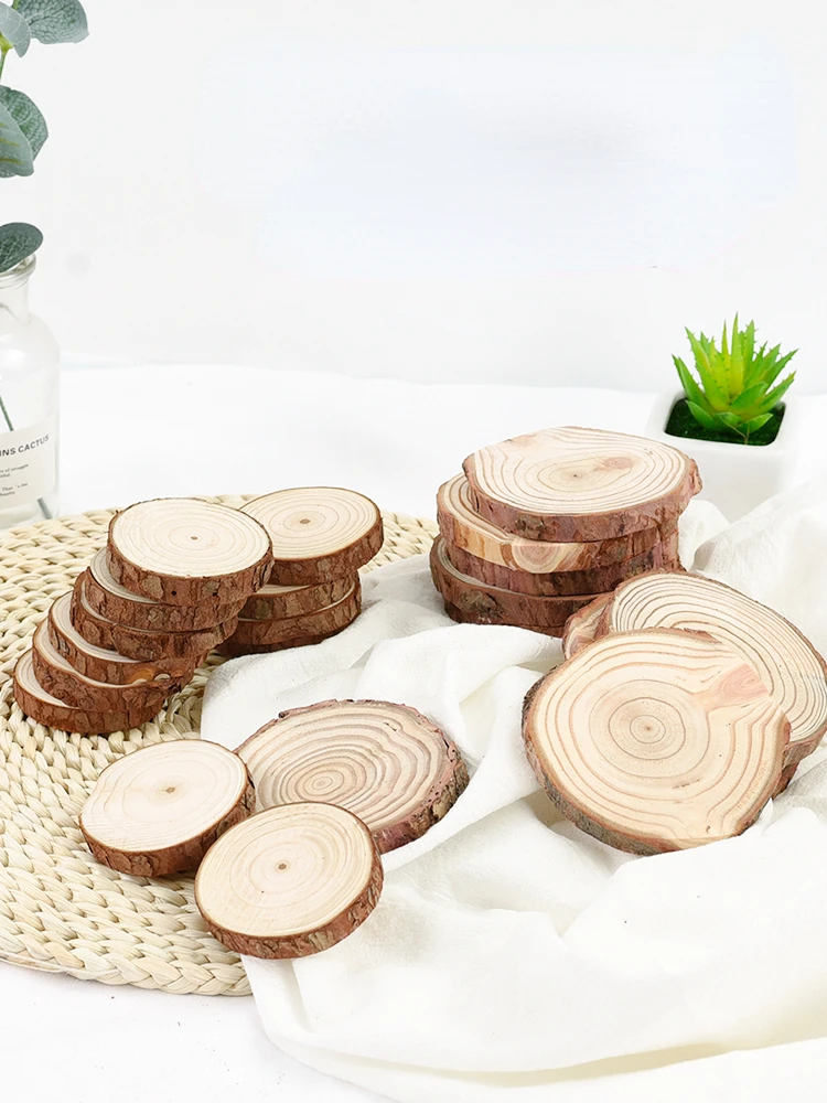 

Natural Pine Round Piece Retro Forest Ring With Bark Jungle Birthday Party Shooting Decorations Photography Props Background