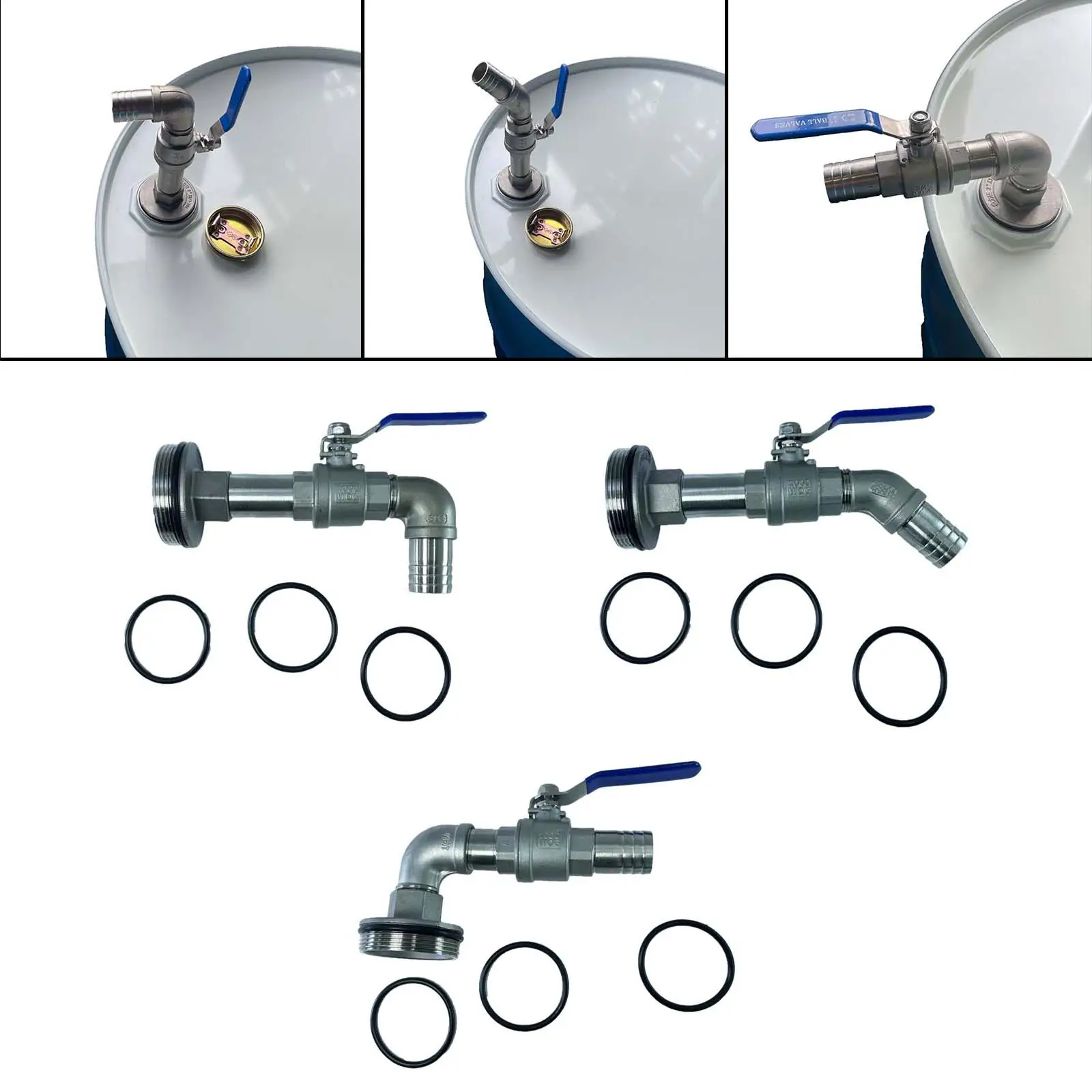 Barrel Spigot with Gaskets Oil Drum Adapter Dn50 Drum Faucet Ball Valve for Container Gasoline Diesel Water Other Liquids