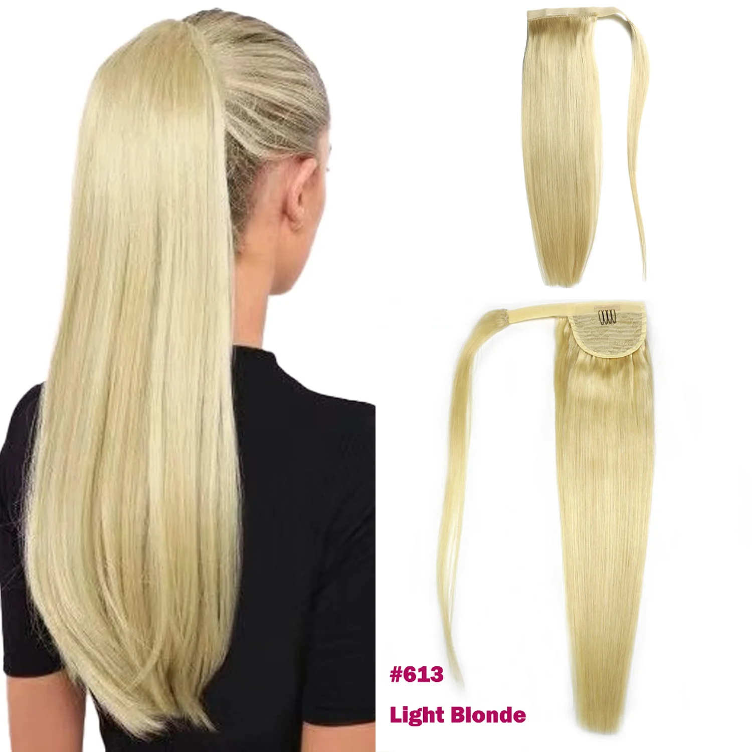 

Chocola 16"-30" 140g Magic Wrap Ponytail Human Hair Remy Hair Clip In 100% Human Hair Extensions Horsetail Stragiht