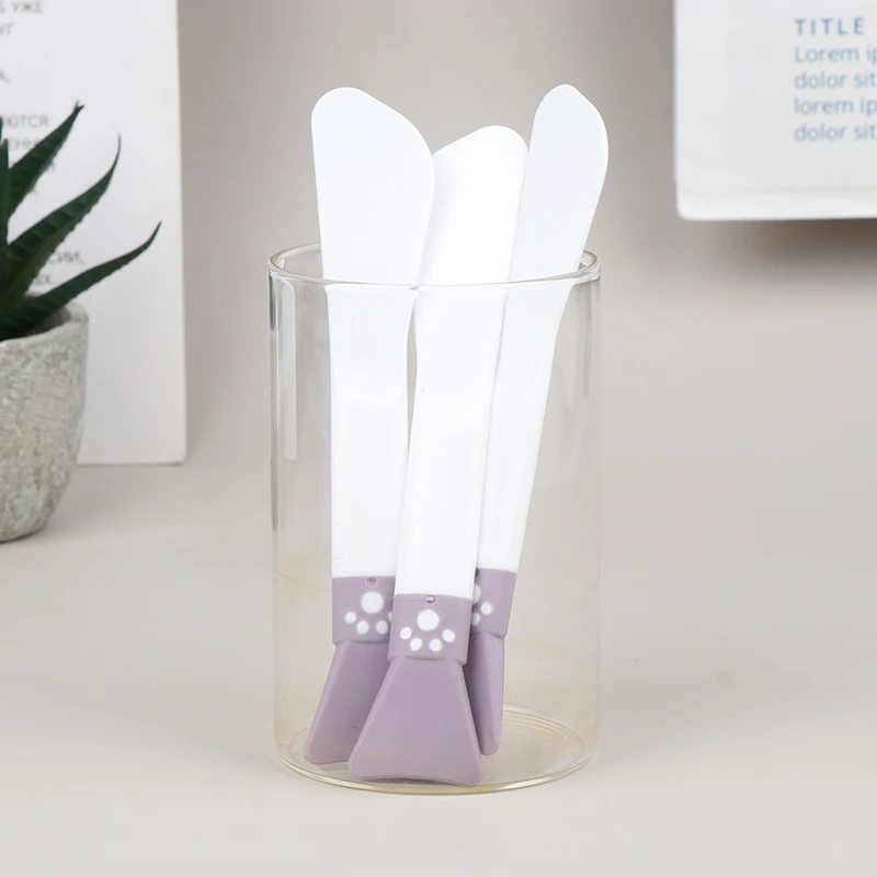 Palo suave de la aplicación de la máscara facial del cepillo de la máscara de la garra del gato del silicón de doble cabeza