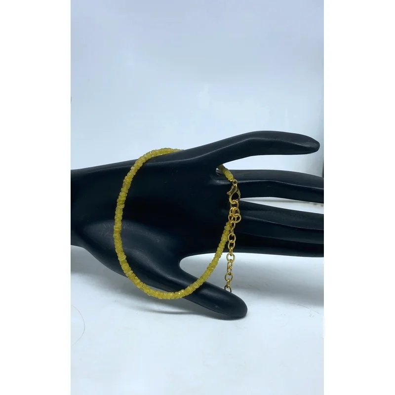 Yellow Sapphire Gemstone Bracelet 7” Faceted Beads 4-5mm with Gold Filled Clasp