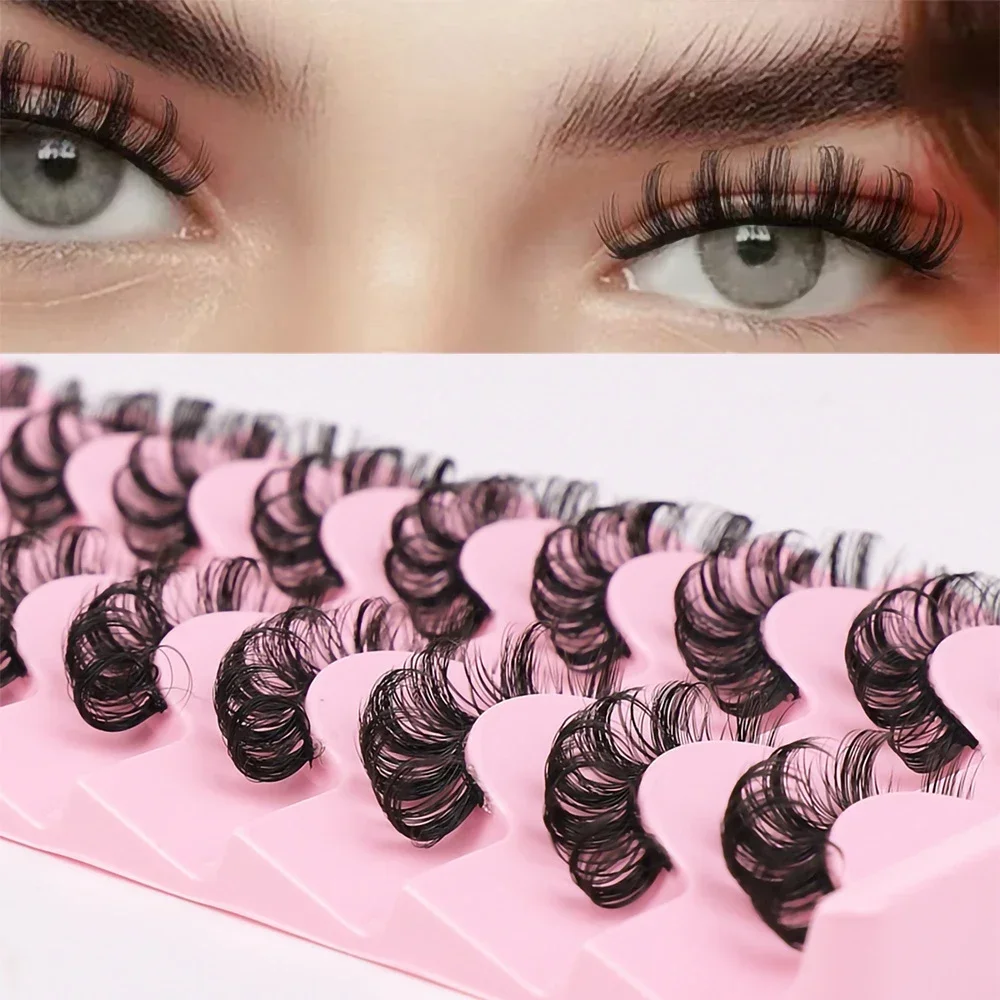 10 paia 3D Faux Mink Lashes Russian Strip DD Curl ciglia finte Fluffy Volume Extension ciglia Makeup