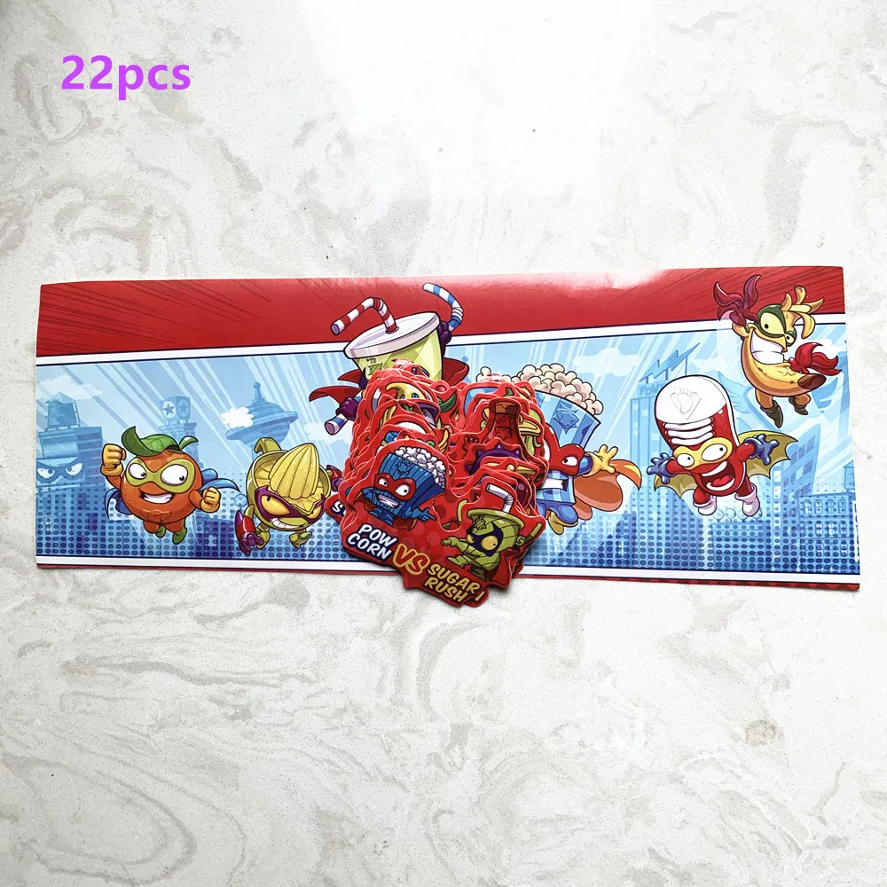 

2 Sets(44pcs+22pcs) Super Zings Characters Stickers for Baby Kids Playing Toy Cartoon Superzings Pegatinas for Party Decoration