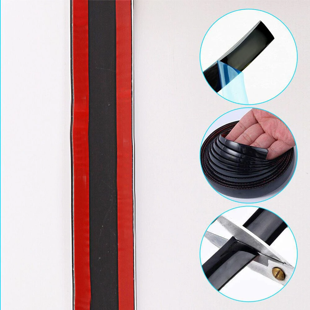 Trim Guard for edge Moulding Waterproof 10MM Anti-aging Black Bumper Protect Trim Soft PVC Chrome Auto Accessories