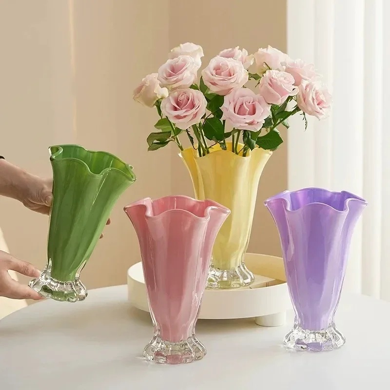 Cabbage Shaped Glass Vase Water Nourishing Flowers Roses Lilies Living Room Dining Table Wealth Ornaments Home Decoration