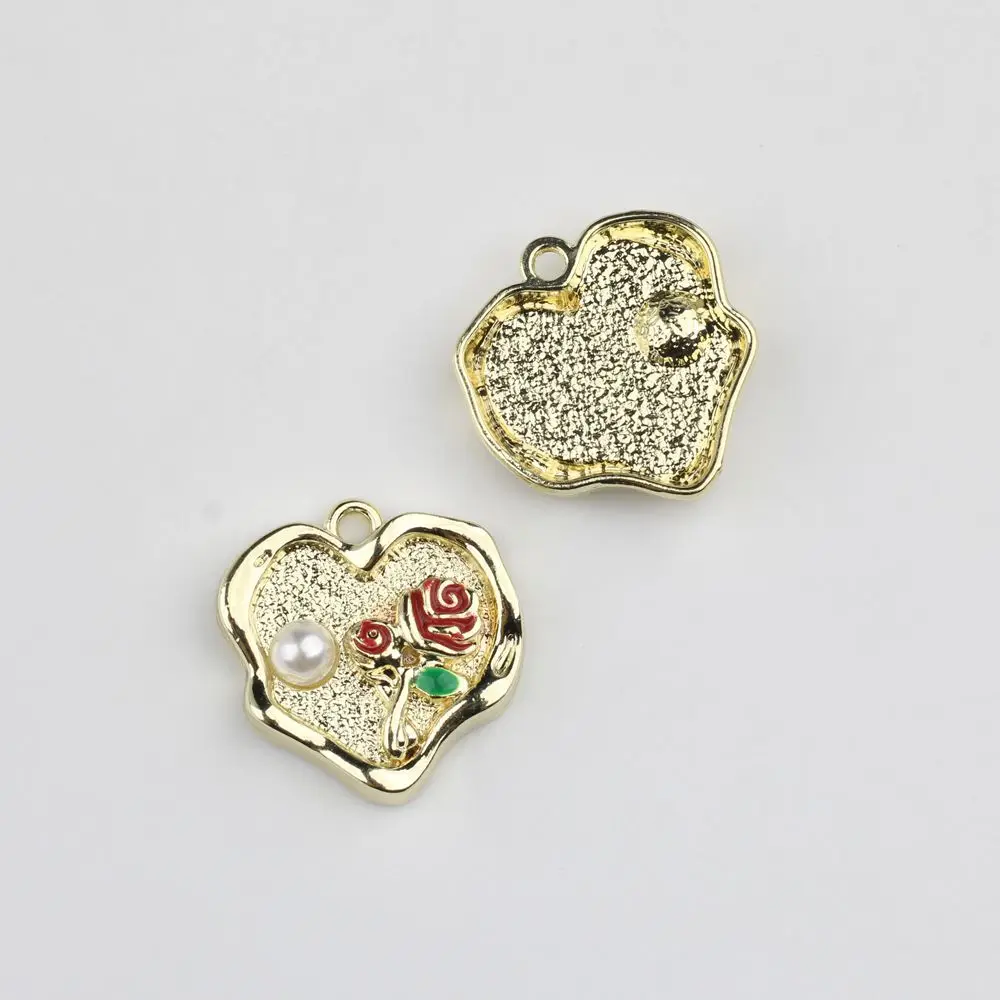 40pcs Vintage Flower Pendants Handmade Love Heart Silvery Color Pendant Charms Diy Necklace Earrings Jewelry Making Findings